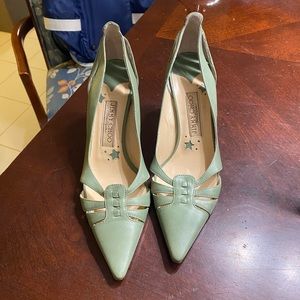 Jimmy Choo green leather heels